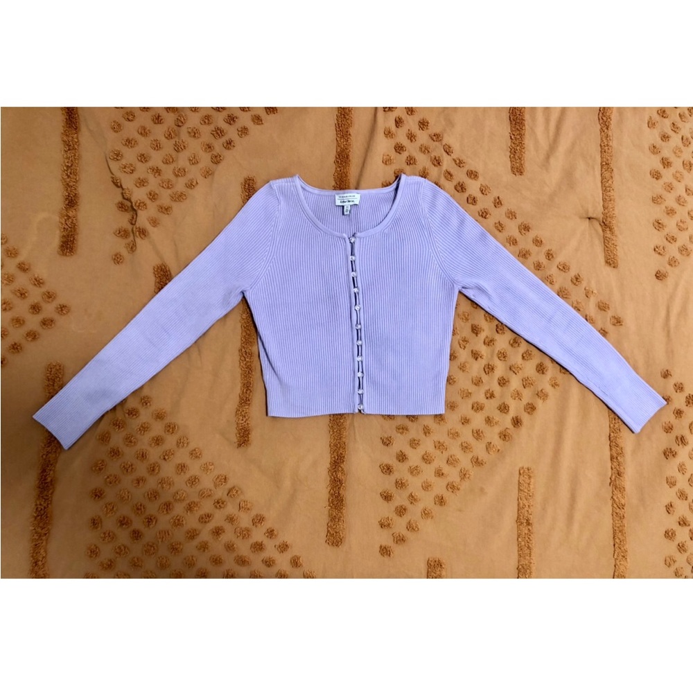 & Other Stories cropped ribbed cardigan in lilac